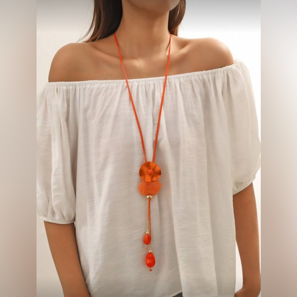 Elegant Orange Pendant Necklace